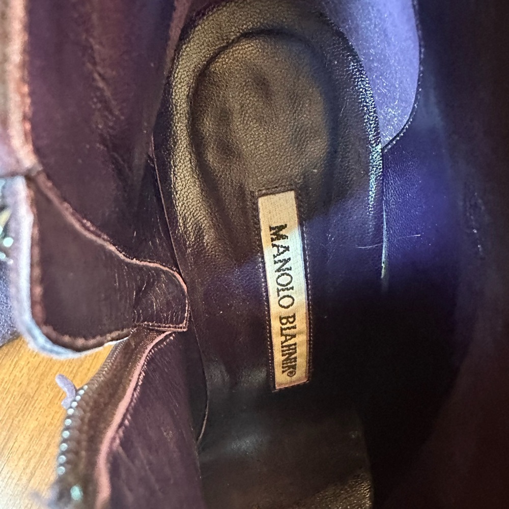 Manolo Blahnik Suede Fringe Ankle Booties | Peep Toe | Made in Italy | Size 38 - Picture 7 of 13